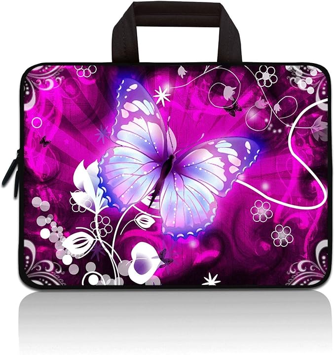 Universal 7-9 inch Kids Tablet Sleeve Case Bag, Shock-Proof Neoprene Zipper Handle Pouch Portable Case Bag Compatible with 7" 8" 8.5" 8.9" 9" Apple iPad mini, Samsung, HP (Big Butterfly)