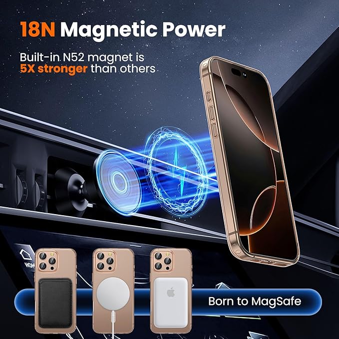 toushion 3 in 1 for iPhone 16 Pro Case Clear with MagSafe, Not Yellowing, Screen Protector*1 Camera Lens Protector*1, Military-Grade Protection for iPhone 16 Pro Phone Case 6.3 inch Clear