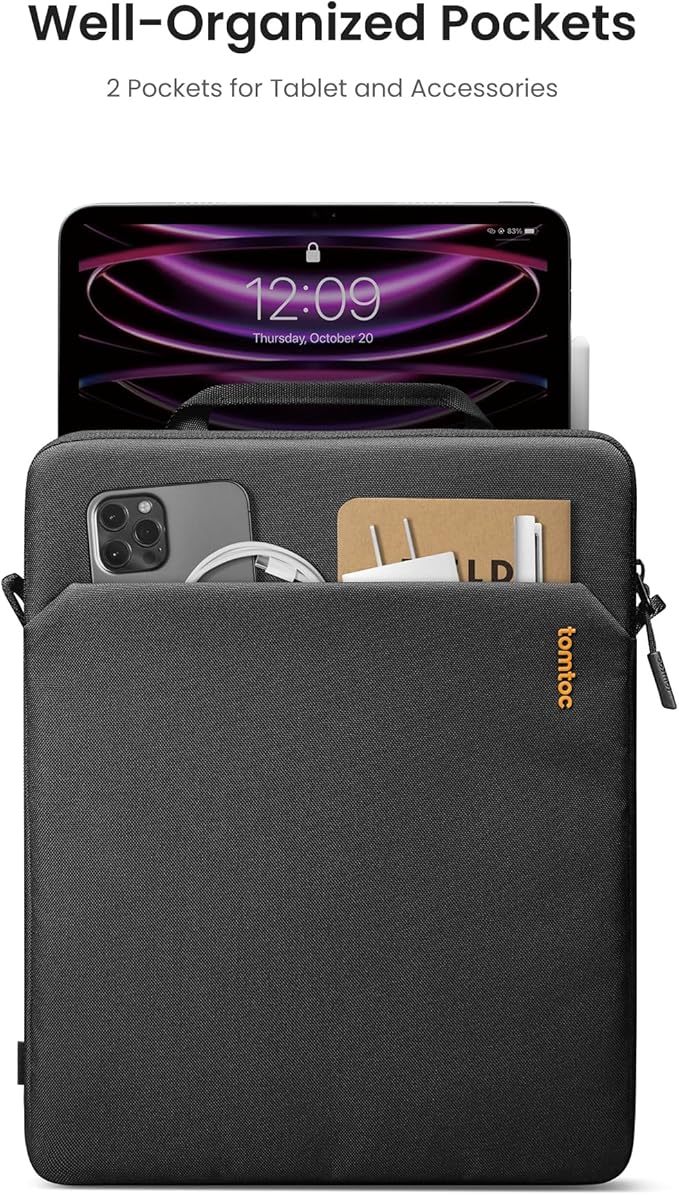 tomtoc Light-B19 Slim 13 Inch iPad Sleeve Shoulder Bag for 2025 iPad Pro M5/M4 with Acessories Storage, Eco-Friendly Fabric, Tailored for iPad Pro with Magic Keyboard and Smart Keyboard Folio