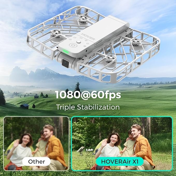 HOVERAir X1 Drone with Camera, Follow-me Drone with Self-Flying Mode, Foldable Mini Drone with HDR Video Capture, Palm Takeoff, Intelligent Flight Paths, Hands-Free Control White (Combo)