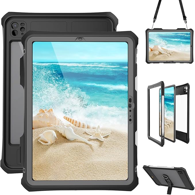 Ultimate Protection Compatible with iPad Pro 11 M4 2024 M5 2025 Released 11 Inch - Waterproof, Shockproof, and Dustproof Case Ages and Activities (Black)