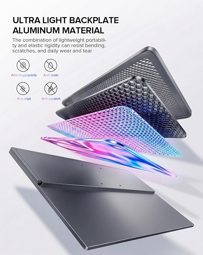 UPERFECT Portable Monitor 4K 60Hz 18.5", 145% sRGB QLED Laptop Monitor, 400 Nits Ultra-Slim Monitor, USB-C & HDMI, VESA & Case, Travel Second Screen for Laptop, Computer, Mini PC, Game Consoles
