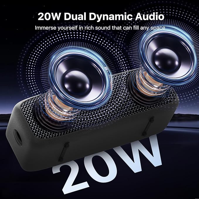 NOBIS 20W Speakers Bluetooth Wireless, IP68 Waterproof Speaker, Up to 24H Playtime, TWS Pairing, Bluetooth 6.0, EQ Mode，Hands-Free Call with App Control for Outdoor, Travel, Home