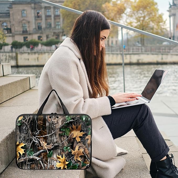 Laptop Sleeve Case Bag 13 inch, Camo Leaf Slim Carrying Case Durable Handbag Travel Laptop Bag for 13 inch MacBook Air M3/M2/Pro M2/ 13" iPad Pro/Air M4/M2 2024