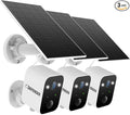 Defender Solar Powered 4K/8MP AI Everwatch Wireless Outdoor Security Camera, 3 Pack, Battery Powered, AI Tracking, Color Night Vision, Spotlight/Siren, IP66 Rated, Two-Way Talk, No Monthly Fees