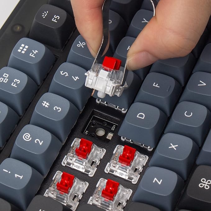 Keychron V1 Wired Custom Mechanical Keyboard, 75% Layout QMK/VIA Programmable Macro with Hot-swappable Keychron K Pro Red Switch Compatible with Mac Windows Linux (Frosted Black - Translucent)