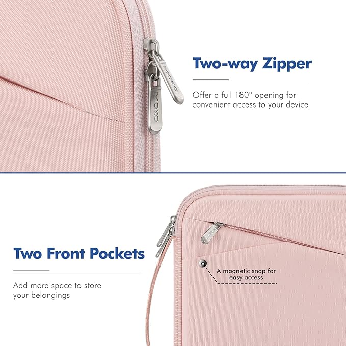 MoKo 9-11 Inch Tablet Sleeve Carrying Case with Handle, Padded Protective Travel Bag for New 11-inch iPad Air 4 2026/Pro M5/ A16, iPad 10th/Air 5/4th 10.9, i-Pad 9/8th 10.2,Tab S9/S8 11, Pink