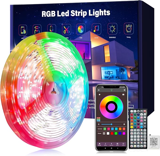 Ledagic Led Lights for Bedroom 100ft Music Sync Color Changing Led Strip Lights with Remote and App Control RGB Led Light Strip for Home Party Room Decor