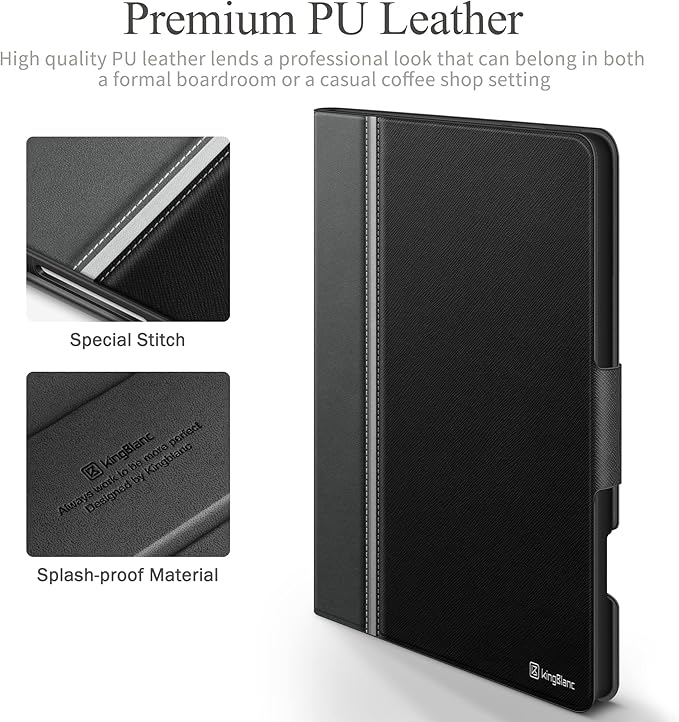 KingBlanc for iPad Pro 12.9 Case 6th/5th/4th/3rd Generation (2022/2021/2020) with Pencil Holder, PU Leather Smart Stand Cover, Auto Sleep/Wake, Apple Pencil2 Charging, Multi-Angle for Typing, Black