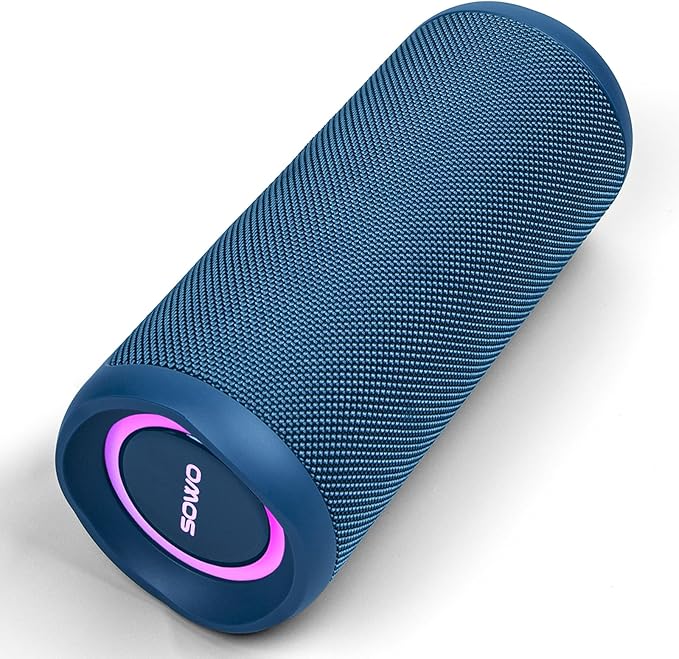 SOWO Waterproof Speaker Bluetooth Wireless- Portable Speaker Loud with Built-in Subwoofer and Tweeter, Extra Bass, Stereo Sound, IP67, Colorful Lights for Party, Outdoor, Camping - Blue