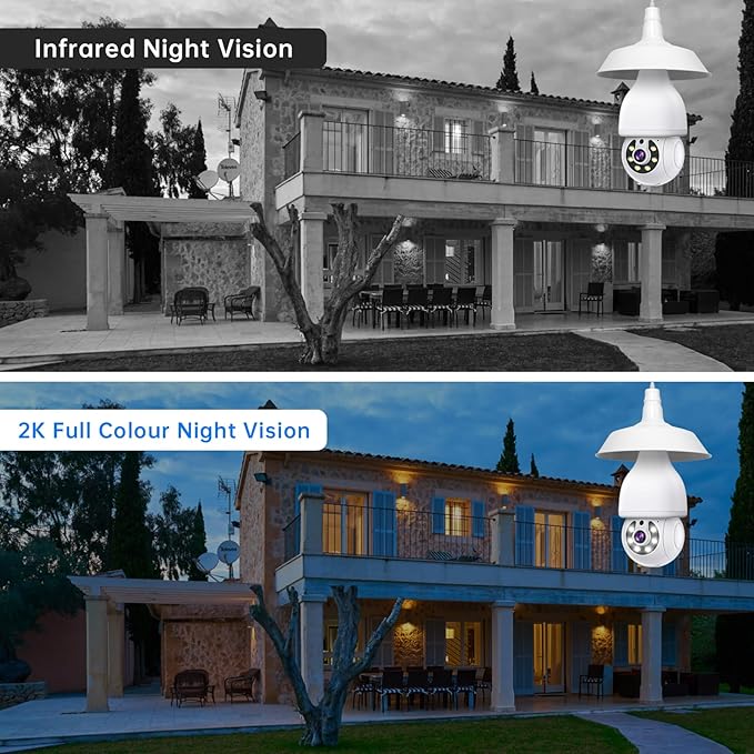 WESECUU Light Bulb Security Camera, 360° WiFi Bulb Camera Indoor/Outdoor, Motion Tracking, AI Detection Alerts, Two-Way Audio, Easy Install, Camera Light Bulb for Home Security (1 Pack)