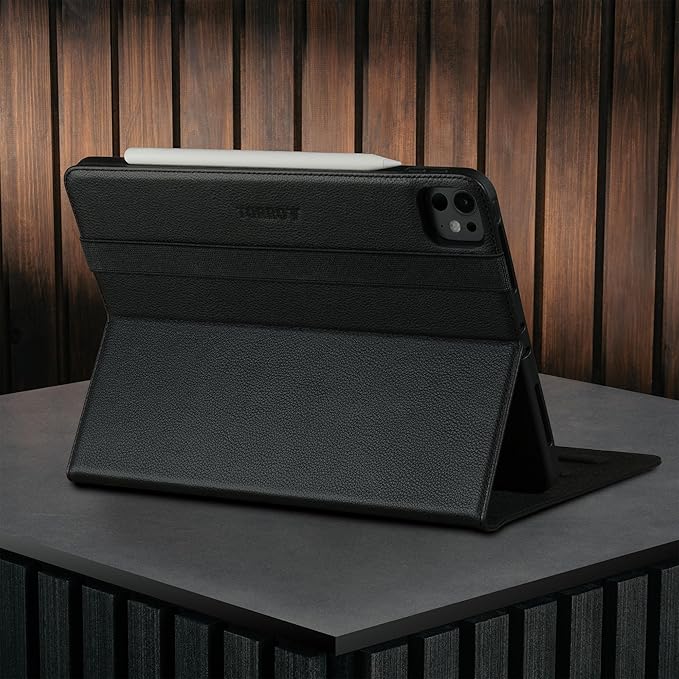 TORRO Case Compatible with iPad Pro 11” M5 / M4 (2025/2024) – Premium Leather iPad Pro 11” 2025/2024 Case with Stand Function, Apple Pencil Connectivity and Wake/Sleep Function (Black)