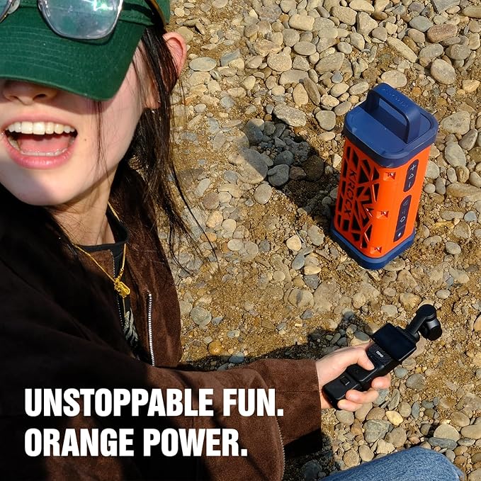 TRAVOR Magnetic Bluetooth Speaker, 45W, All-Aluminum Build Rugged Outdoor Speaker Portable, Deep Bass, IP68 Waterproof, TWS Wireless Speaker for Camping, Golf Cart & Beach (Blaze Orange)