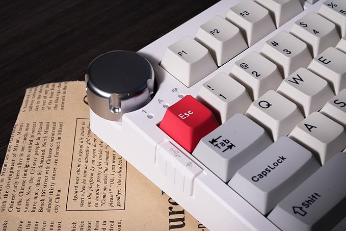 ZORNHER ZH980 Pro Wireless Mechanical Keyboard with Metal Knob,95% Thocky Gaming Keyboard with Number,Creamy Keyboard with Number Pad,Creamy Sounding Switches,QMK/VIA,Classic Vintage Retro White