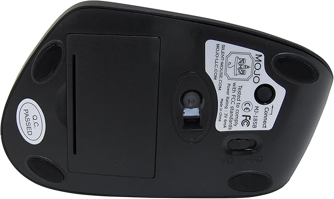 MOJO Silent Bluetooth Vertical Mouse - Wireless Optical Ergonomic Mouse w/Adjustable Sensitivity