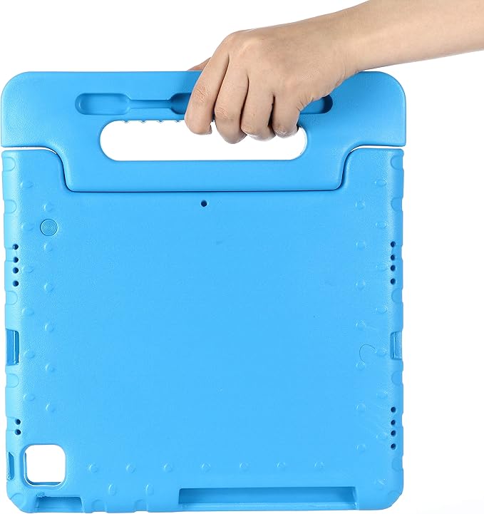 Kids Case for iPad Pro 11" 2022/2021/2020 (4th/3rd/2nd Gen), Techcircle [Support Pencil Charging] Handle Stand Lightweight EVA Foam Bumper Protective Rugged Drop Protection Child Proof Cover, Blue