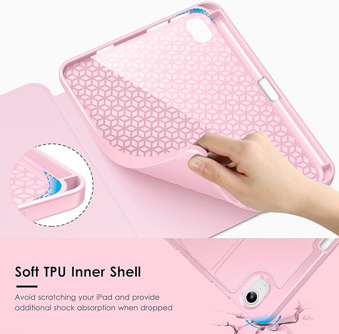 VIKESI Case for iPad mini 7 (A17 Pro) and iPad mini 6,Multiple Angles Magnetic Stand Cover,Shockproof Soft Back,Pencil Holder,and Auto Sleep/Wake,Pink