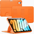 VIKESI Case for iPad mini 7 (A17 Pro) and iPad mini 6,Multiple Angles Magnetic Stand Cover,Shockproof Soft Back,Pencil Holder,and Auto Sleep/Wake,Orange