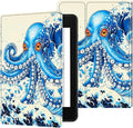 for Kindle Scribe 10.2 Inch 2022/2024 Released Tablet Case, Slim Kickstand Stand Leather Smart Cover with Auto Wake/Sleep, Blue Octopus