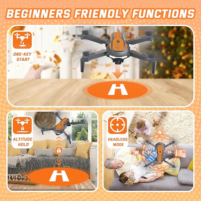 Drone with Camera for Kids Adults, Mini Foldable FPV Drones Remote Control Helicopter, RC Quadcopter with 1080P Live Video Camera, Gestures Selfie, One Key Start,2 Batteries, Toys/Gifts for Boys Girls