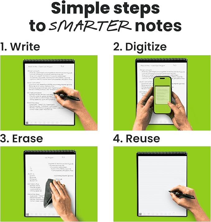 Rocketbook Flip Reusable Smart Notepad, Top Bound Spiral Notebook Lined and Dotted Pages Letter Size 8.5x11, Premium, Navy Blue (Pack of 1)