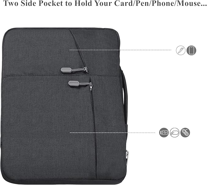 Megoo 15" Laptop Sleeve for Microsoft Surface Laptop 5/4/Book 3 15.6", MacBook Air 15.3"/Pro 16.2", Samsung Galaxy Book 15.6", Carry Case for 15" 16" Chromebook Computer(Black)