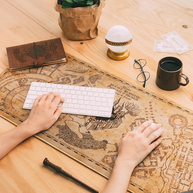 Grupo Erik XXL Mouse Pad Harry Potter Gifts | Gaming Desk Mat 31.5 x 13.8 inches Non-Slip Rubber Mat, Keyboard & Mouse Mat Large | The Marauders Map Gaming Gifts Gamer