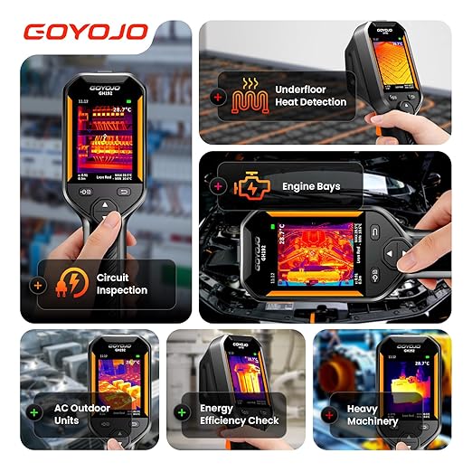 GH192 Thermal Imaging Camera 240X240 Super IR Resolution with 2MP Visual Camera and Fusion Imaging, 25Hz Handheld Thermal Imager with Alarm for Mechanical Maintenance Home HVAC Electrical Inspection
