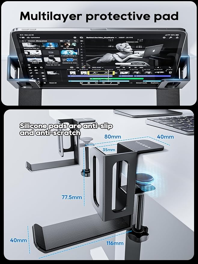 NODOCA Laptop Storage for Desk, Vertical Laptop Stand for Desk, MacBook Vertical Stand, with Headphone Holder, Desk Side Storage for MacBook/Surface/Samsung/HP/Dell[M, White]