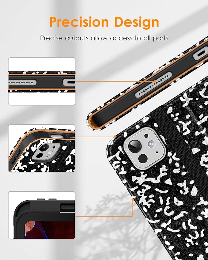 DTTO for iPad Pro 11 inch Case (M5/M4) 2025/2024, Premium Leather Business Folio Stand Cover with Pencil Holder - Auto Wake/Sleep and Multiple Viewing Angles, Book