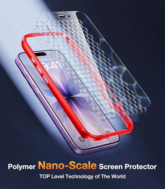 Diaclara Magnetic Designed for iPhone 17 Case 6.3'' Full Body Bumper,[Compatible with MagSafe] Military Drop Proof Phone Case with Built-in Screen Protector,Easy Install,No Gap,Red