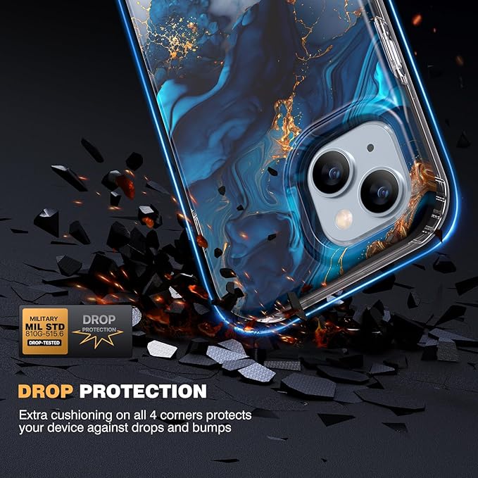 Diaclara Designed for iPhone 14 Case, Full Body Rugged Case with Built-in Touch Sensitive Anti-Scratch Screen Protector, with Camera Lens Protector for iPhone 14 6.1" (Water Blue)