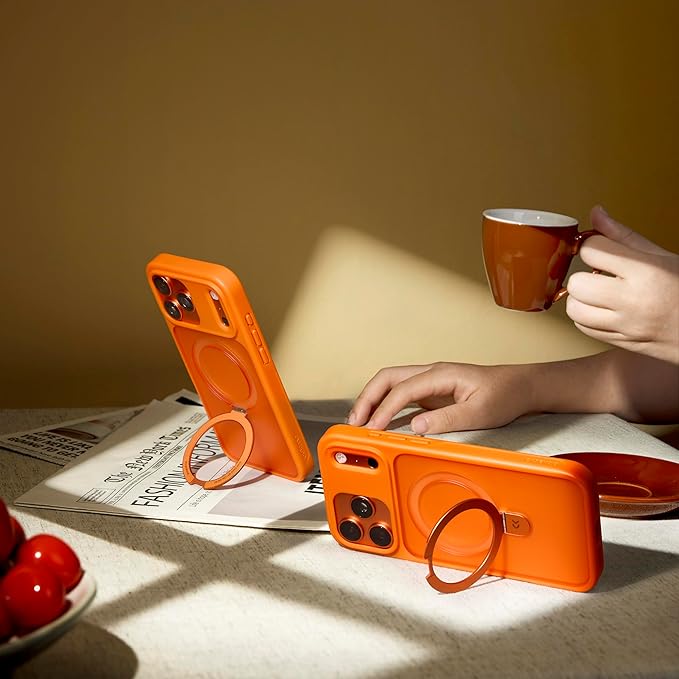 CASEKOO Ultra-Magnetic Stand for iPhone 17 Pro Max Case [Military Drop Protection] [Compatible with MagSafe] Shockproof Translucent Matte Slim Ring for iPhone 17 Pro Max Phone Case 6.9", Orange