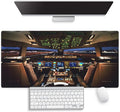 Large Gaming Mouse Pad (31.5" x 15.8") - Airplane Cockpit, Aircraft Flight Deck Design for Boeing 777 Enthusiast XXL Office Accessories, Premium Stitched Anti-Slip Office Desk Mat