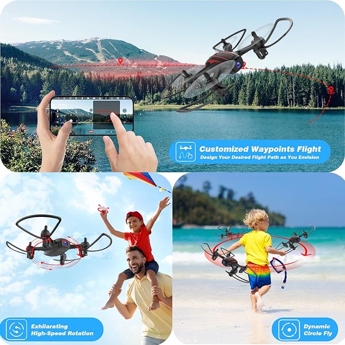 Drones for Kids 8-12, Drone with Camera 1080P for Kids Adults, FPV Drone with 2 Batteries, Mini Drone Gesture Photo, Wifi RC Quadcopter, 3 Speed Mode, 3D Flips, Altitude Hold, Kids Drones for Boys