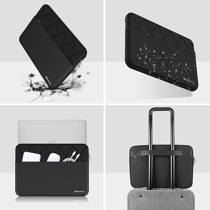Smatree Laptop Sleeve for 15.3 inch Apple MacBook Air M4 2025/2024 M3 A3114/M2 2023 A2941, 15 inch Protective Laptop Case with Accessory Pocket, YKK Zipper, Patented Shockproof Design (E617)