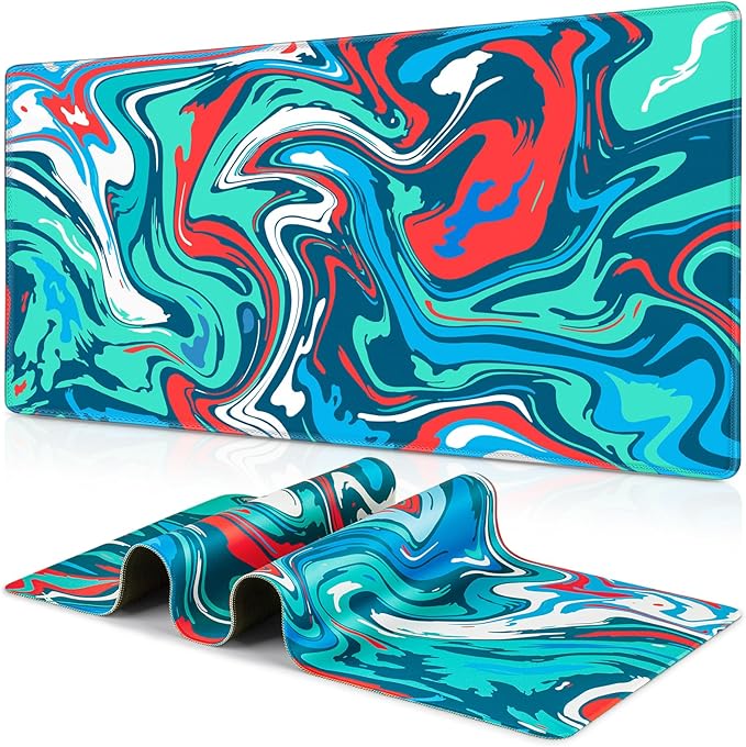 Canjoy Gaming Mouse Pad, Fluid Pattern Mouse Pad 31.5x11.8inch Large Extended Computer Mouse Mat Keyboard Full Desk Mousepad for Gaming, Office, Home