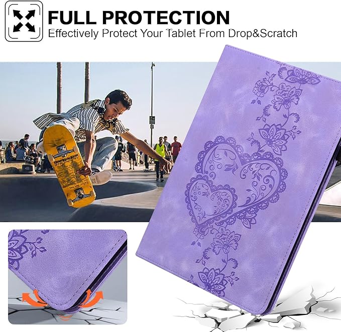 Case for iPad 9th/ 8th/ 7th Generation Case 10.2 Inch (2021/2020/2019 Release), iPad Air 3 2019/ Pro 10.5 2017 with Pencil Holder Flip Wallet Leather Cover - Purple