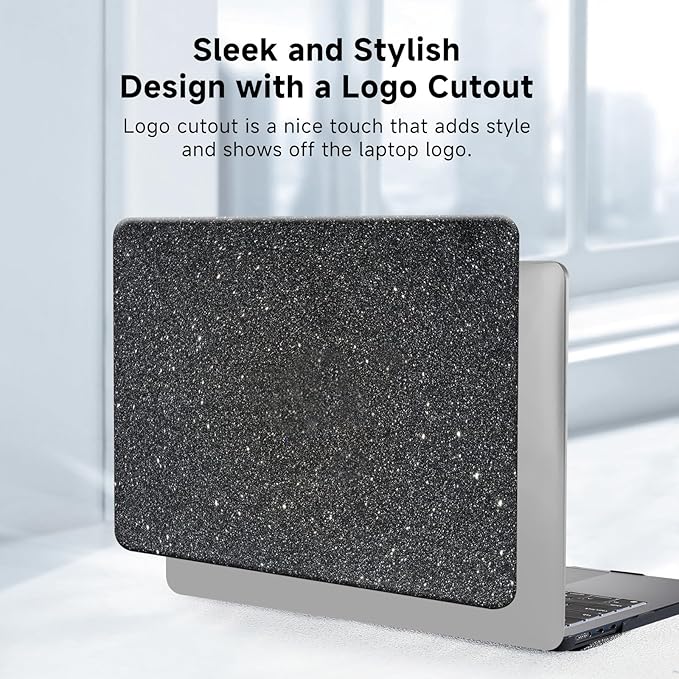 Funut for MacBook Pro 14 inch Case M5 2026 M4 2025 M3 M2 M1 2024-2021 A3427 A3426 A3434 A3112 A3185 A3401 A2918 A2992 A2779 A2442, Glitter Leather Hard Shell Case +Keyboard Cover, Shiny Gray