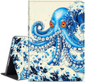 for Amazon Kindle Fire HD 8 (8th/7th/6th Generation, 2018/2017/2016 Release) 8" Tablet Case, Slim Kickstand Stand Leather Smart Cover with Auto Wake/Sleep, Blue Octopus