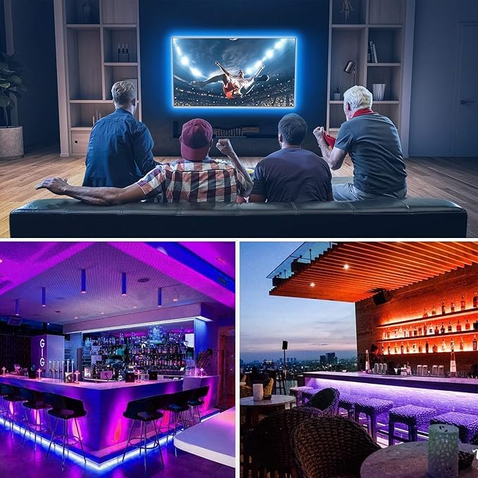 PAUTIX 5V USB COB RGB LED Strip Light 4.92ft/1.5m Color Changing Light Strips,TV Backlight Multicolor Flexible Under Cabinet Tape Lights with Bluetooth Control for Bedroom,Kitchen,Home DIY Lighting
