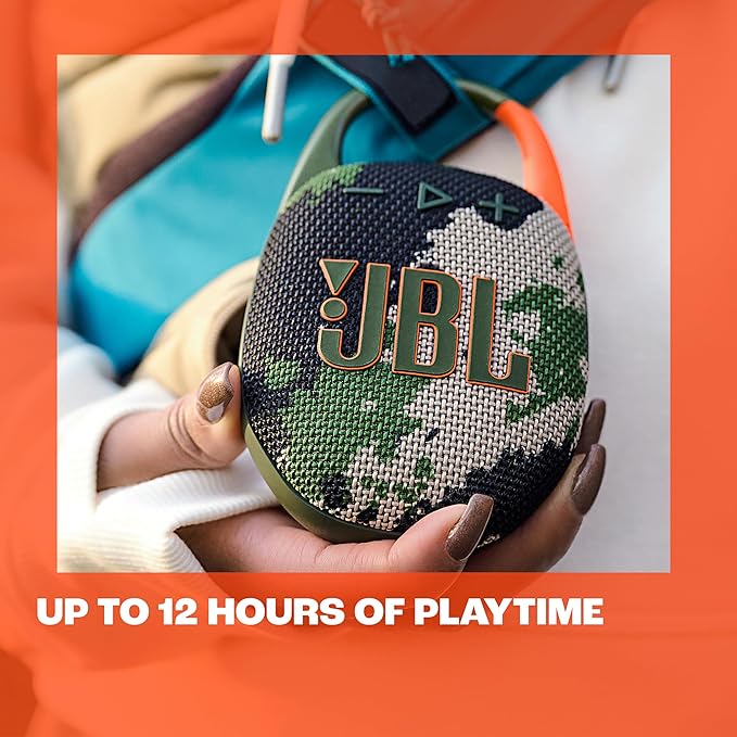 JBL Clip 5 - Ultra-Portable, Waterproof & Dustproof Bluetooth Speaker, Big JBL Pro Sound with Punchy bass, Integrated Carabiner, Up to 12 Hours of Play, Made in Part with Recycled Materials (Red)