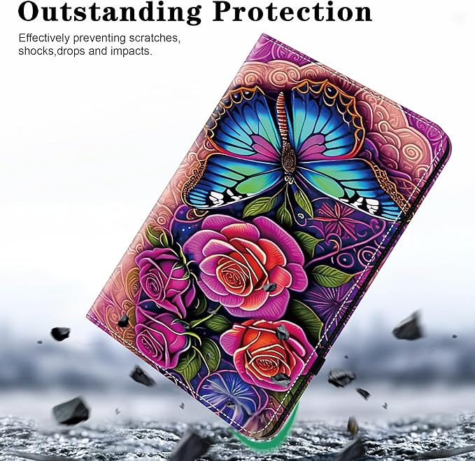 Case for iPad mini 7 2024 (A17 Pro) / Mini 6 2021, Mini 7th/6th Generation Case 8.3 inch, Multi-Angle Viewing Premium PU Leather Cover with Card Slot - Colorful Butterfly