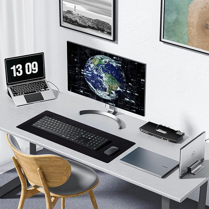 Reniteco Large Gaming Mouse Pad with Durable Stitched Edges, Non-Slip Rubber Base, Black Mousepad Mouse Mat Desk Pad for Home Office Gaming, 35.4''x11.8''x0.12'', Black