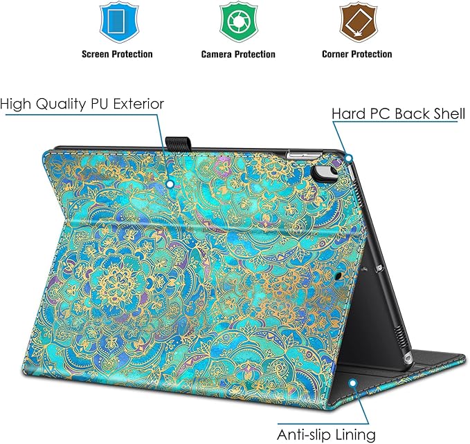 Fintie Case for iPad Air (3rd Gen) 10.5" 2019 / iPad Pro 10.5" 2017- [Sleek Shield] Premium PU Leather Slim Fit Multi Angle Stand Cover with Pocket, Pencil Holder, Auto Wake/Sleep, Shades of Blue