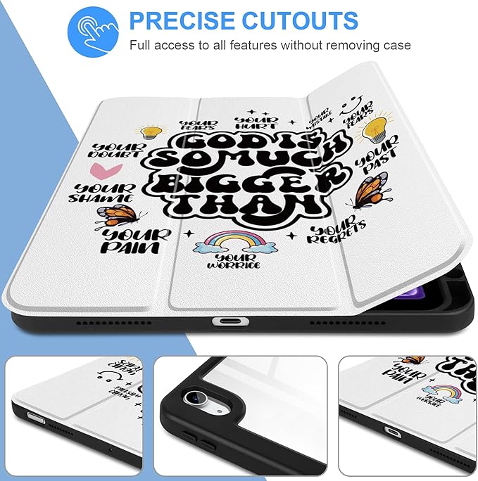 Case for iPad Air 13 inch 2026 M4 2025 M3 2024 M2 Release with Pencil Holder - Creative Inspiring Design Trifold Cover with Soft TPU Bumper Clear Back Auto Sleep for Students, Creative Slogans