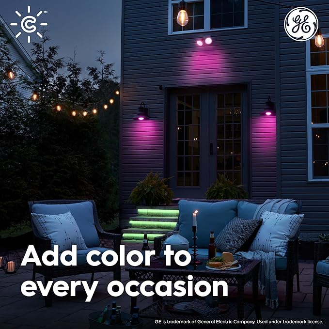 GE Lighting CYNC Smart LED Light Bulb, Color Changing Lights, Bluetooth and Wi-Fi Lights, Works with Alexa and Google Home, PAR38 Outdoor Floodlight (1 Pack)