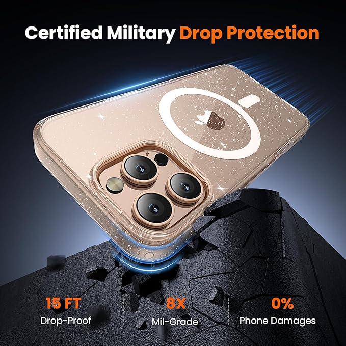 toushion 3 in 1 for iPhone 16 Pro Max Case Clear with MagSafe, Not Yellowing, Screen Protector*1 Camera Lens Protector*1, Protection for iPhone 16 Pro Max Phone Case 6.7 inch Clear Glitter