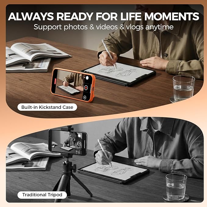 for iPhone 17 Pro Max Case [ 360° Spin Magnetic Stand] [Full Camera Protection] Compatible with Magsafe, 15FT Military-Grade Protection, Translucent Anti-Slip Phone Case 6.9'', Cosmic Orange