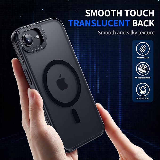 Strong Magnetic Case for iPhone 16E [2 Tempered-Glass Screen Protectors] Compatible with MagSafe Shockproof Slim Thin Case for iPhone 16E Phone Case 6.1 inch,Black Set